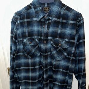 Jachs Men's Navy and Black Plaid Button Down Shirt